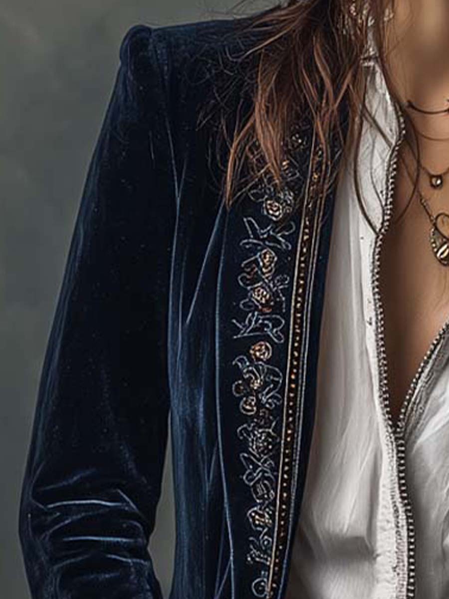 Marguerite | Embroidered Longline Tailored Jacket