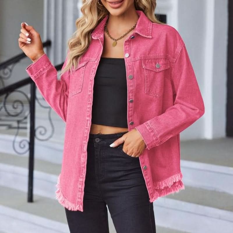 Rhett | Frayed-Hem Oversized Denim Jacket