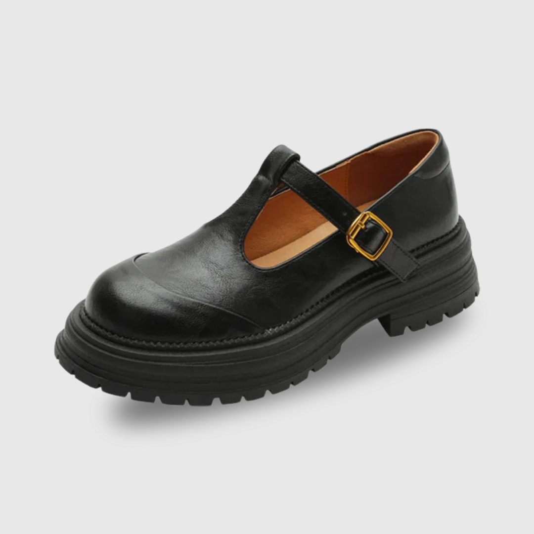 Blythe | Women's T-Bar Mary Jane Brogue Low Heel Shoes