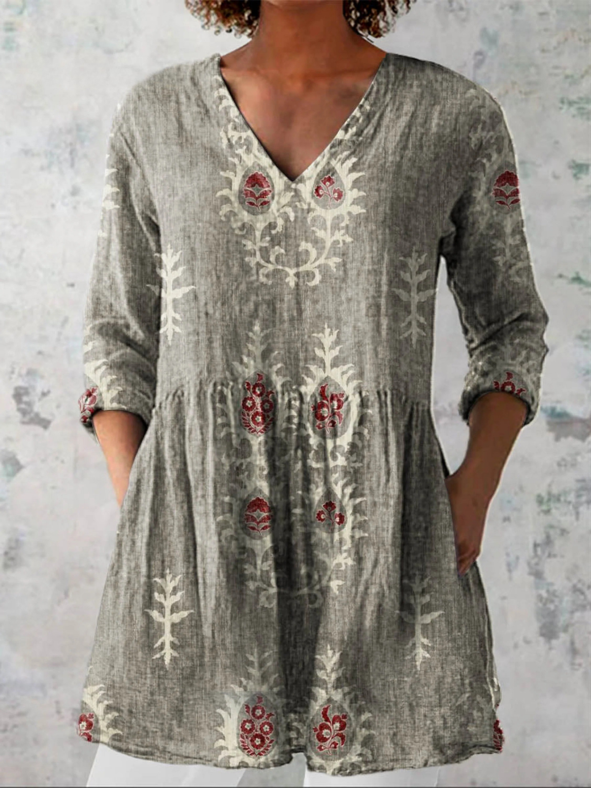 Denise | Long Blouse with V-Neck