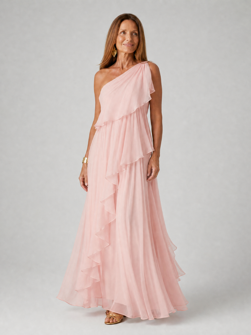 Elisa | One-Shoulder Chiffon Maxi Dress