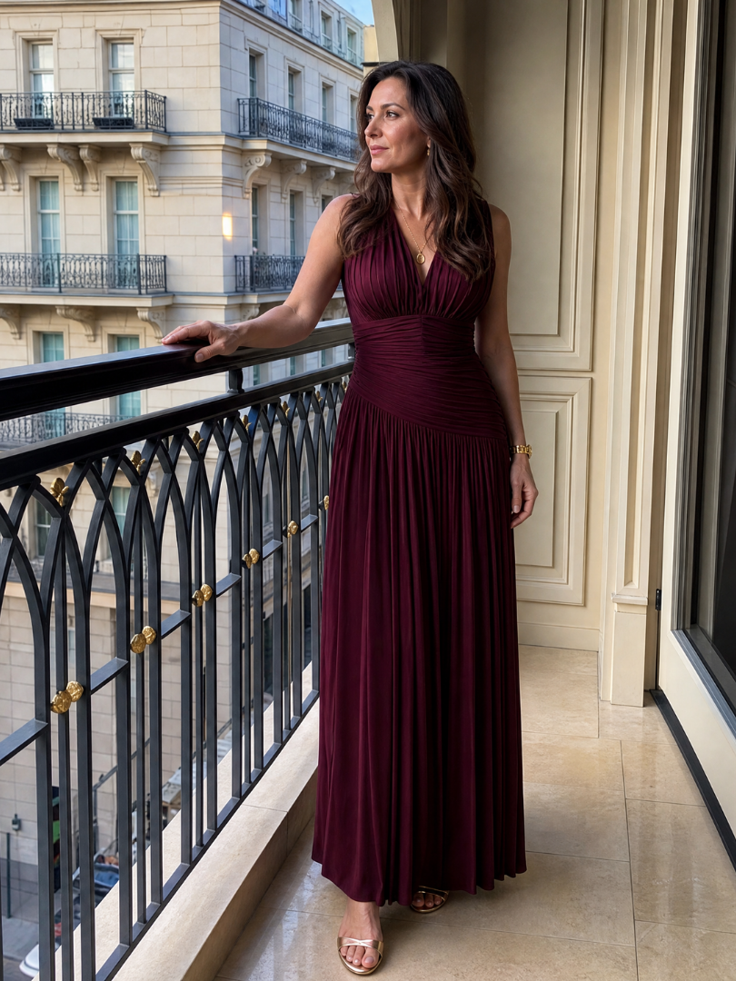 Bellamy | Luxe Draped Pleated Maxi Dress