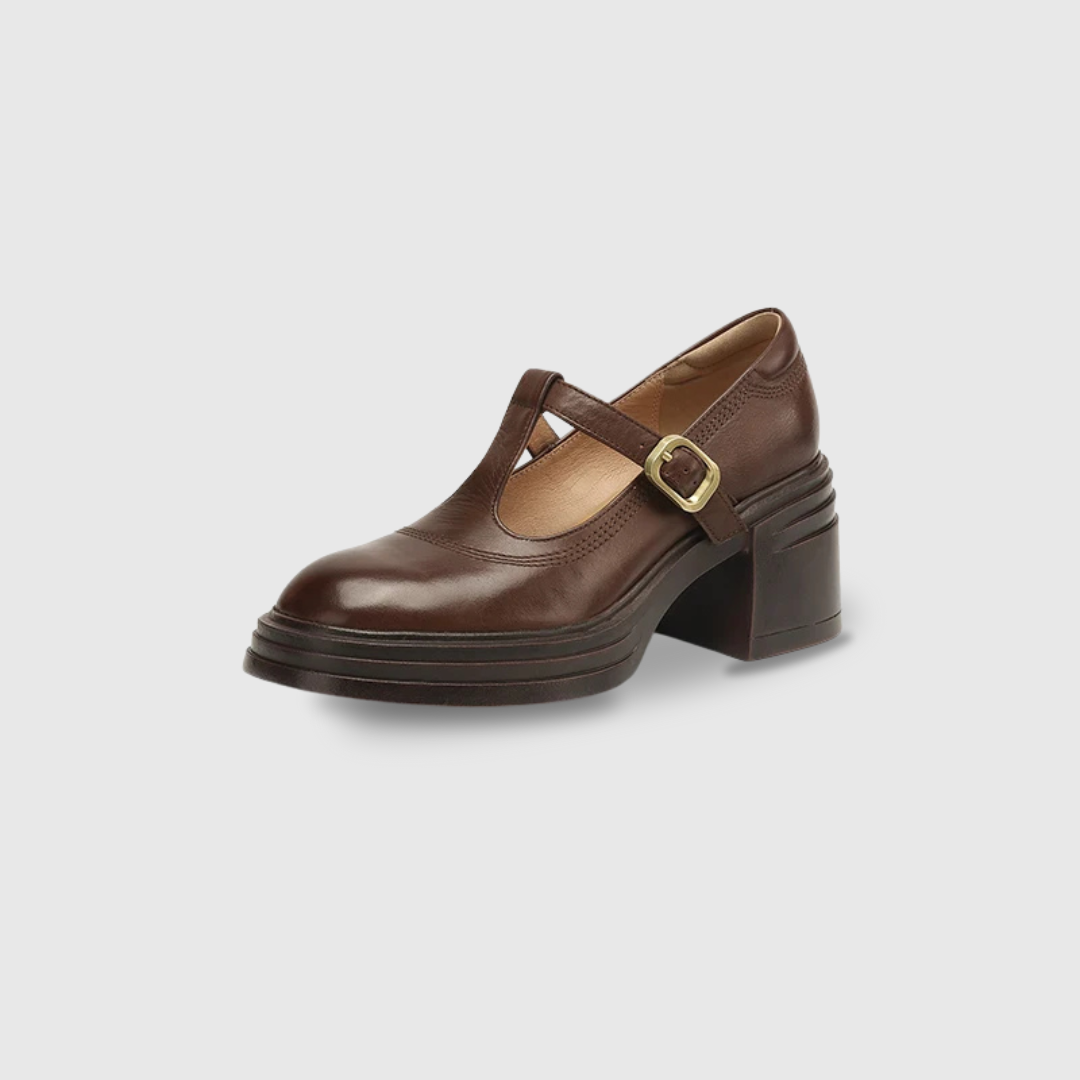 Rowena | Chunky Block Heel Mary Jane Pumps with T-Strap