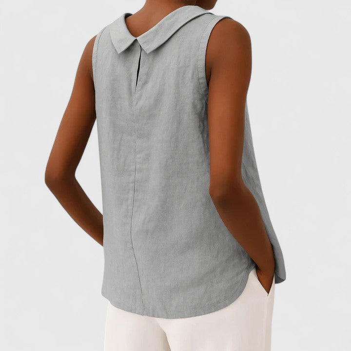 June | Elegant Top with Roll Collar