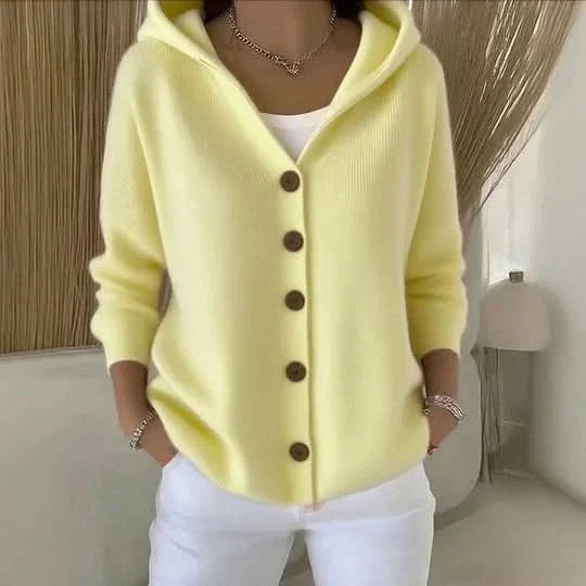 Nylah | Soft Knit Button-Front Cardigan with Hood