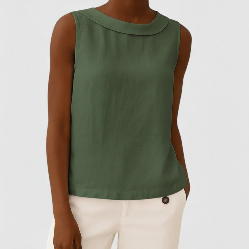 June | Elegant Top with Roll Collar