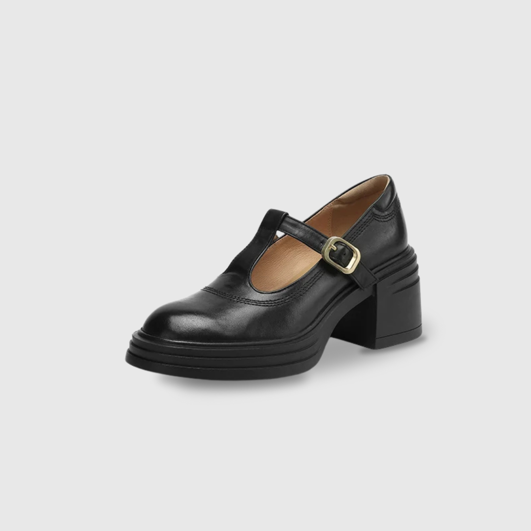 Rowena | Chunky Block Heel Mary Jane Pumps with T-Strap