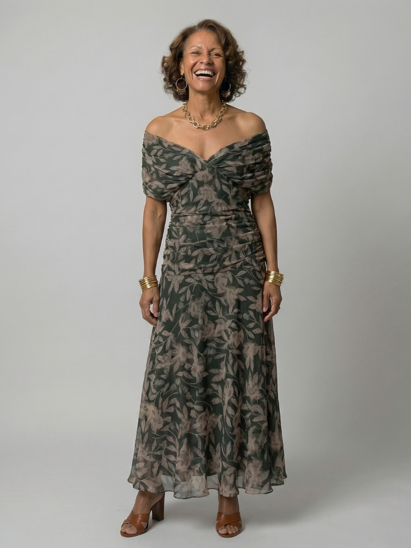 Ruth | Off Shoulder Flow Midi Dress