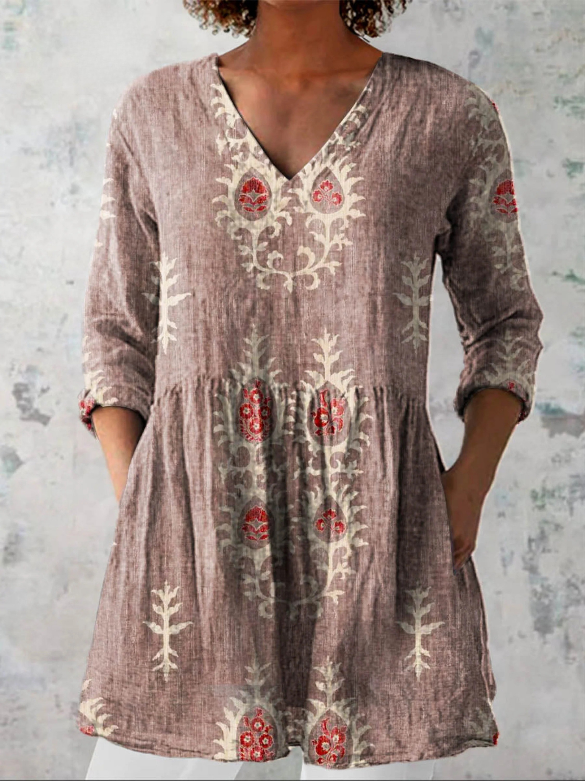 Denise | Long Blouse with V-Neck