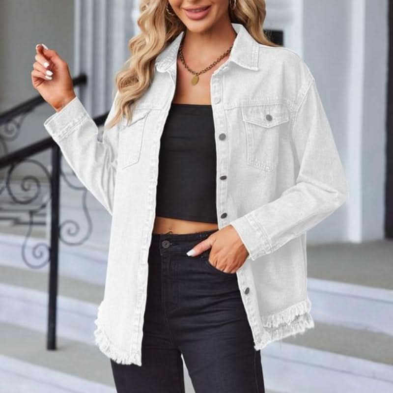 Rhett | Frayed-Hem Oversized Denim Jacket