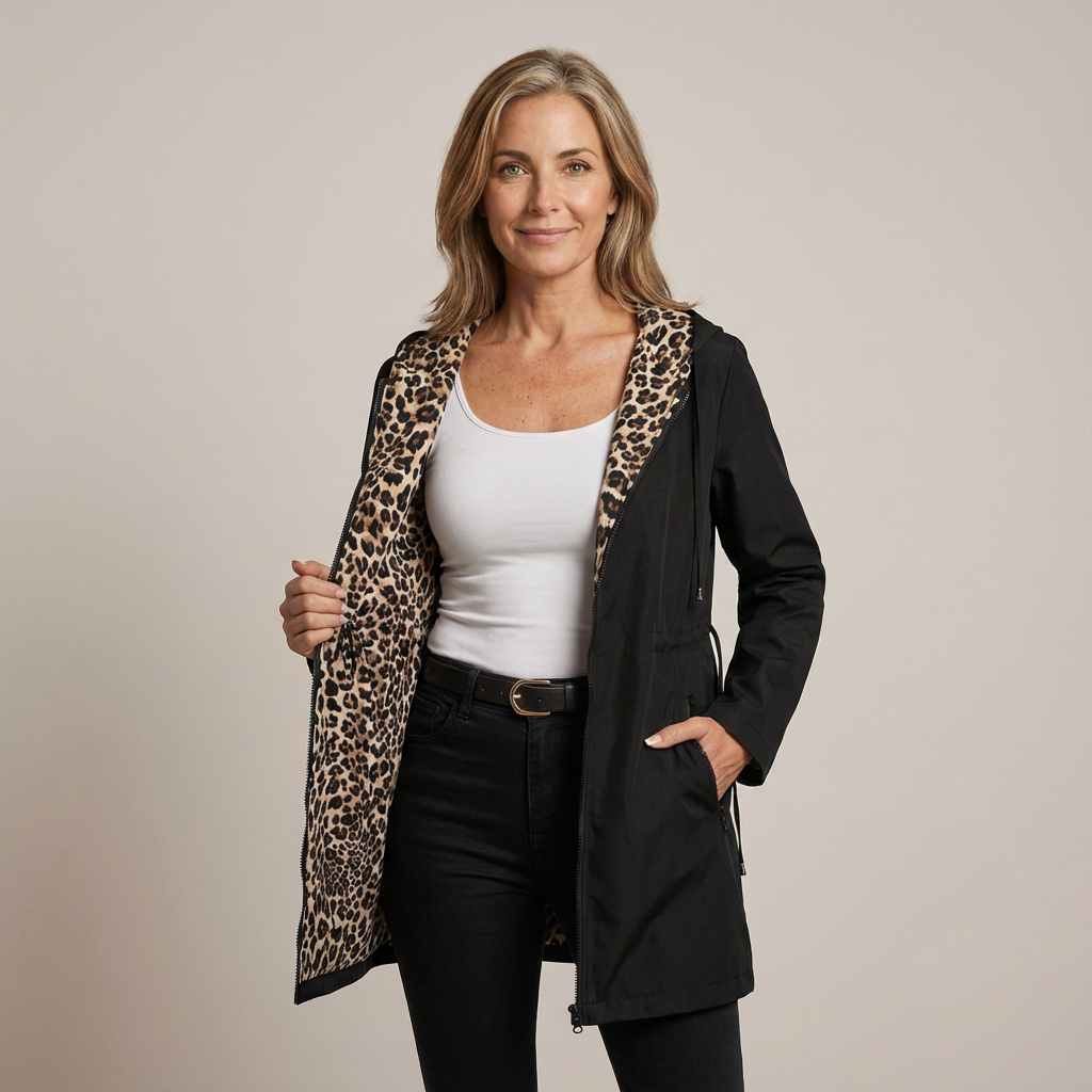 Elin | Leopard-Print Reversible Coat with Adjustable Waist