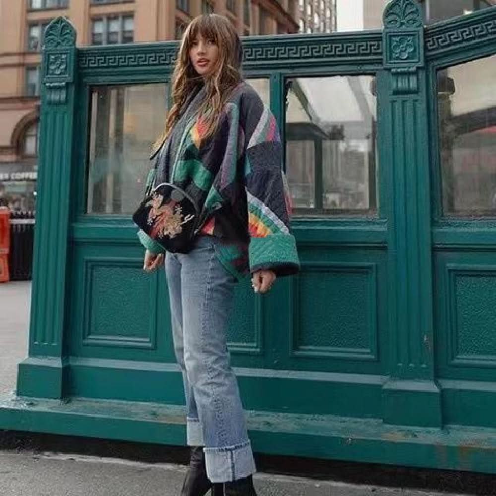 Aria | Retro Patchwork Oversized Open-Front Coat