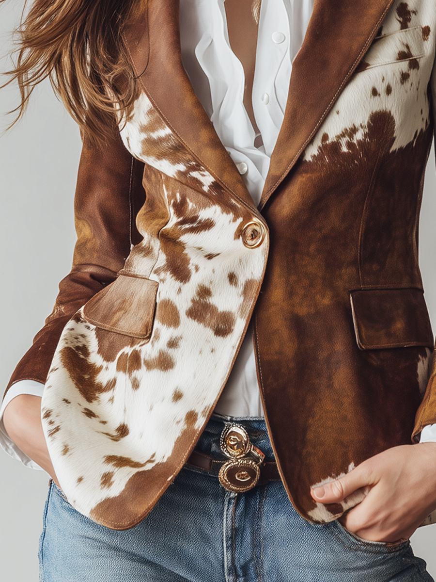 Winifred | Vintage Cow Print Blazer
