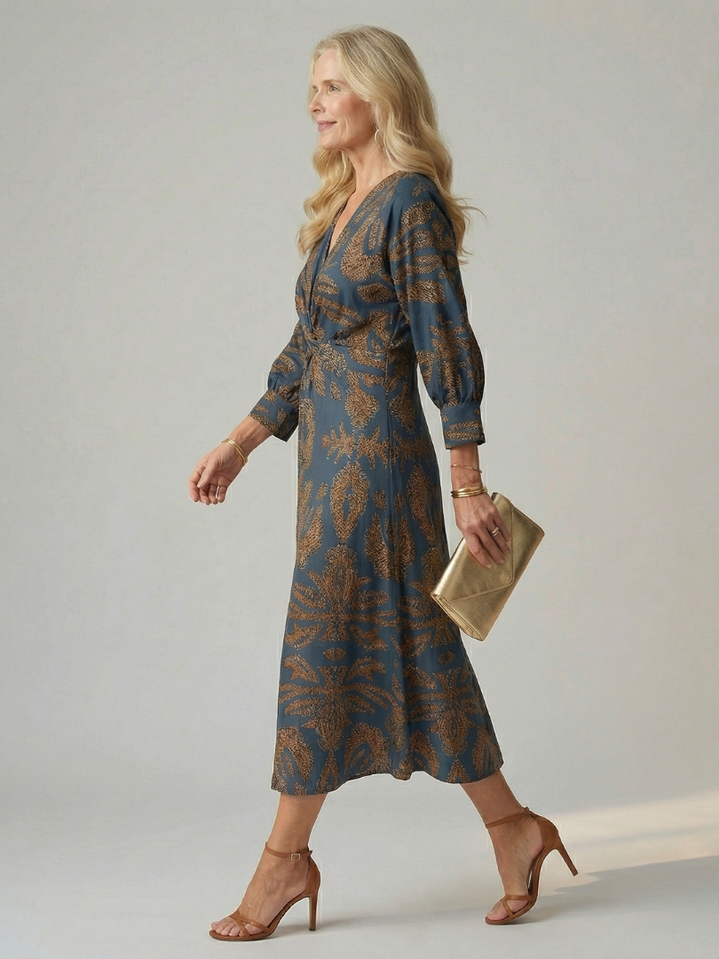 Norma | Natural Wrap Midi Dress