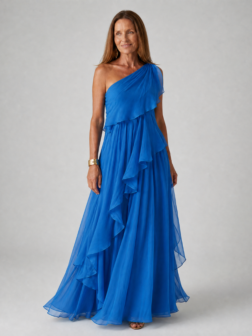 Emilia | One-Shoulder Chiffon Maxi Dress