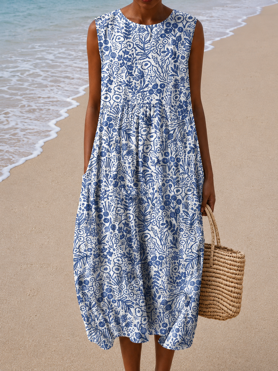Ava | Sleeveless Relaxed Fit Midi Dress