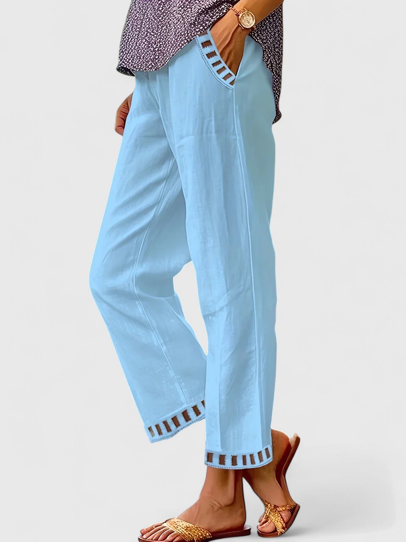 June | Sophisticated Contrast-Trim Cropped Pants