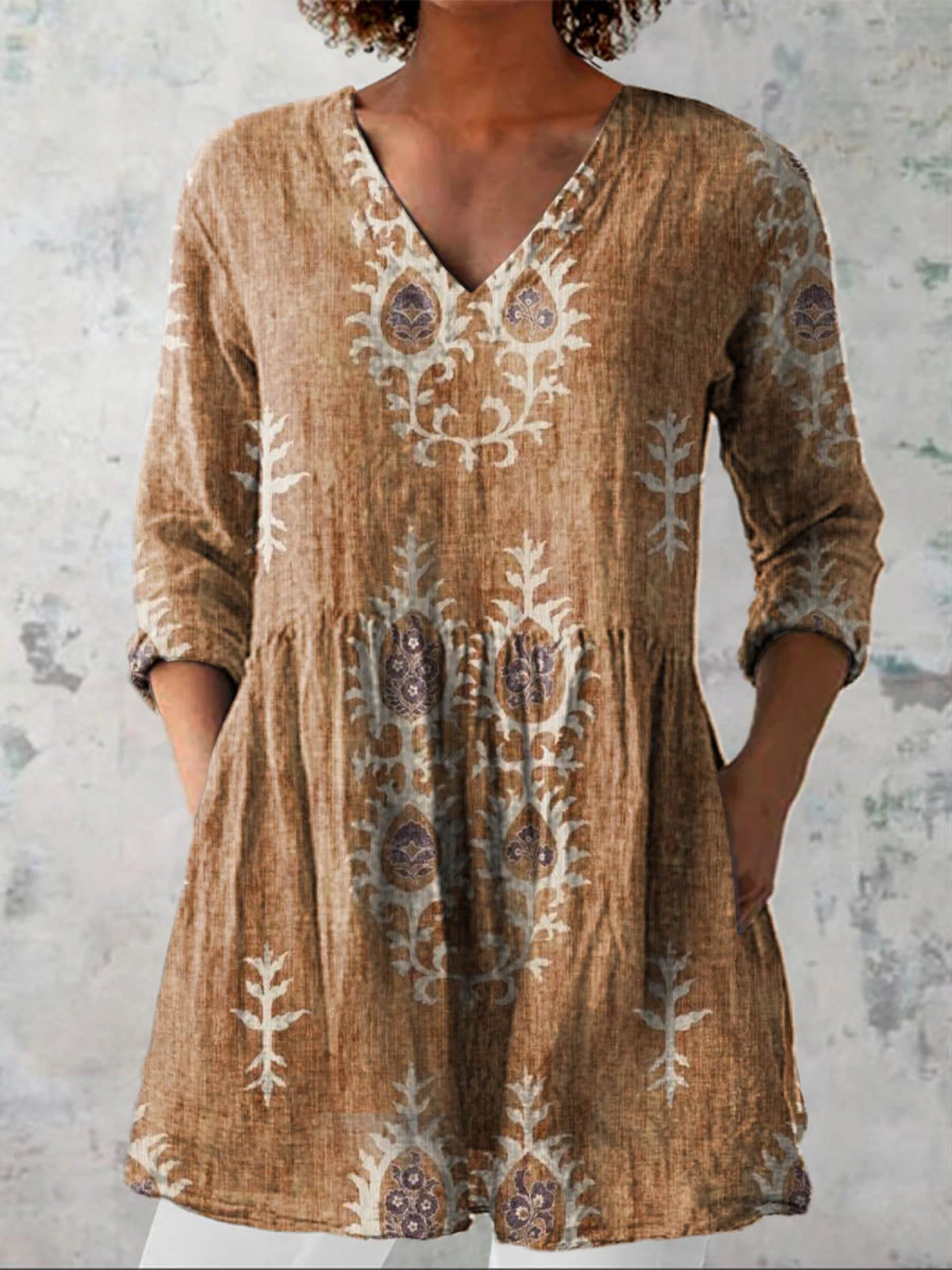 Denise | Long Blouse with V-Neck