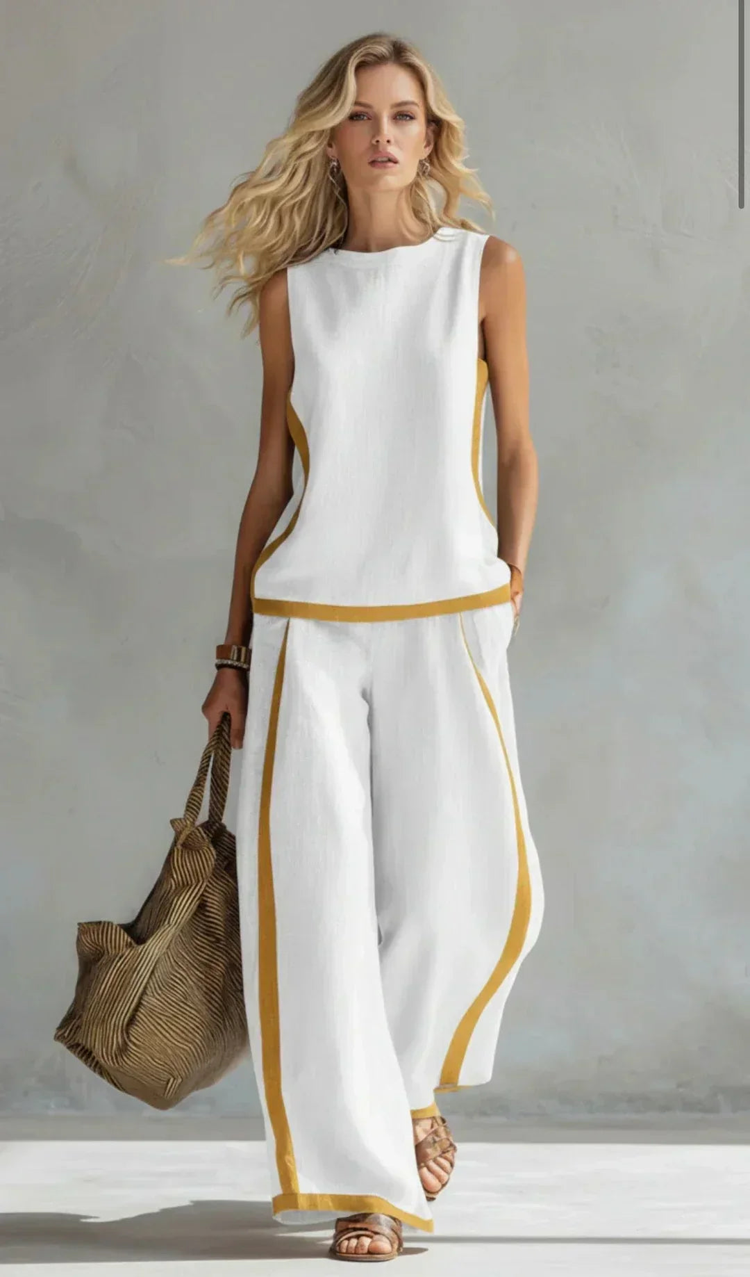 Leila | Contrast-Trim Two-Piece Set