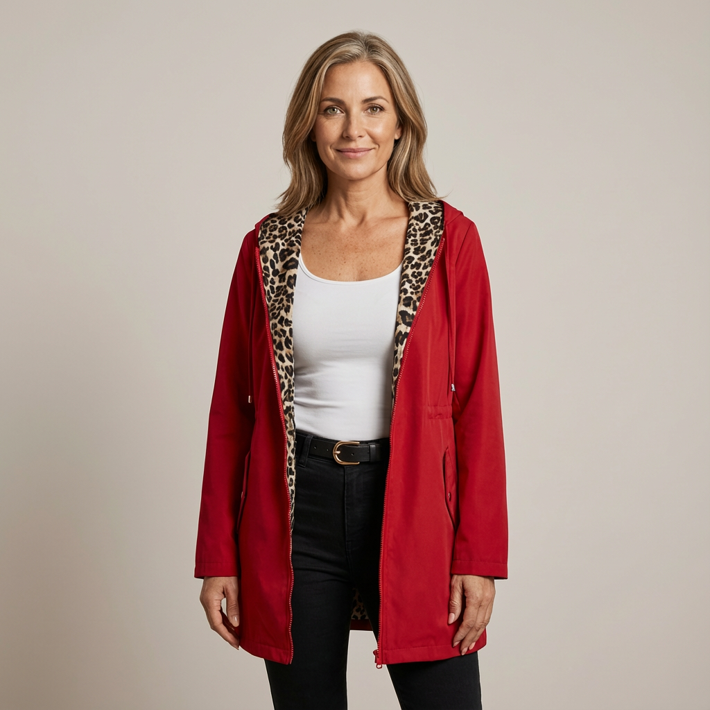 Elin | Leopard-Print Reversible Coat with Adjustable Waist