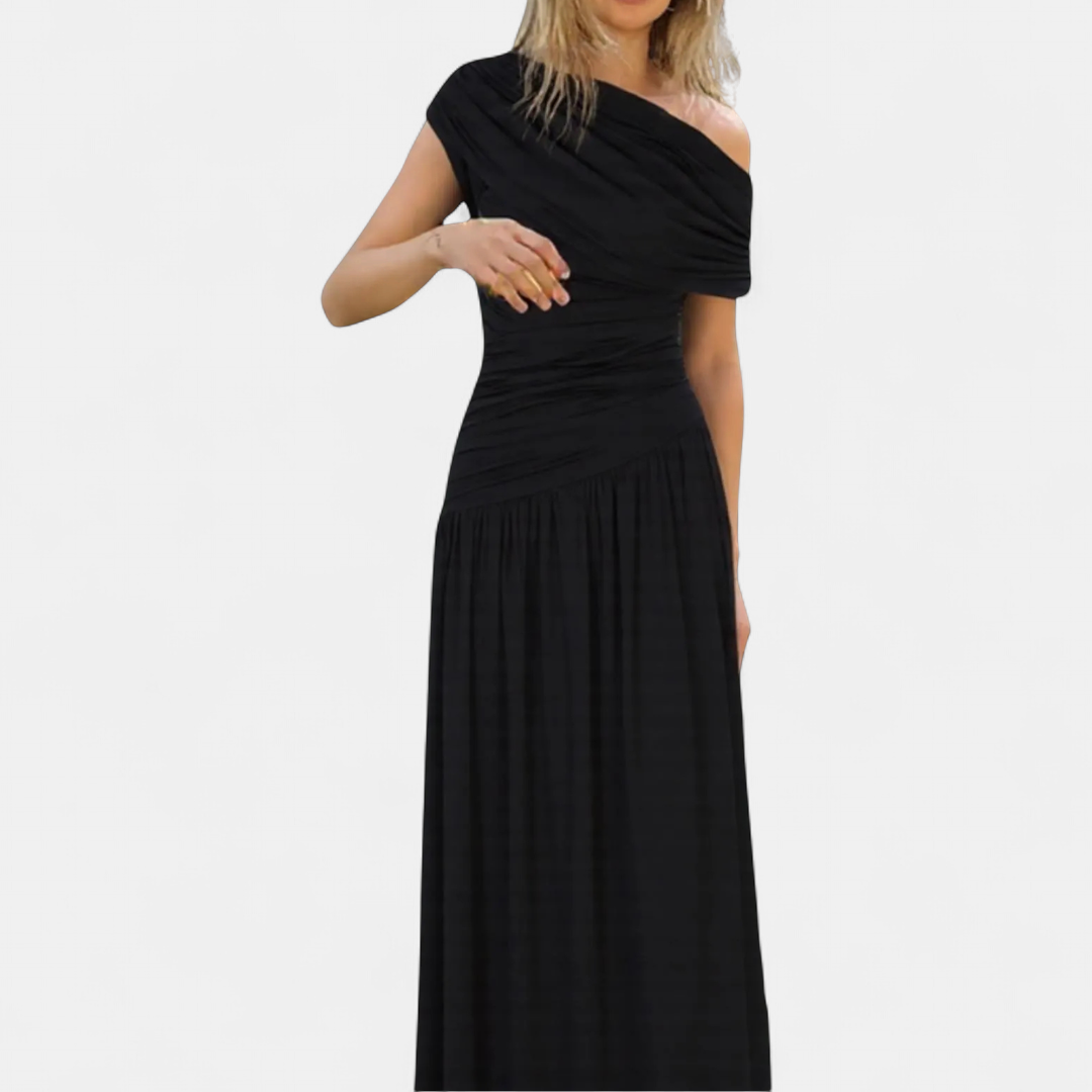 Roxy | Asymmetric Pleated Solid Dress
