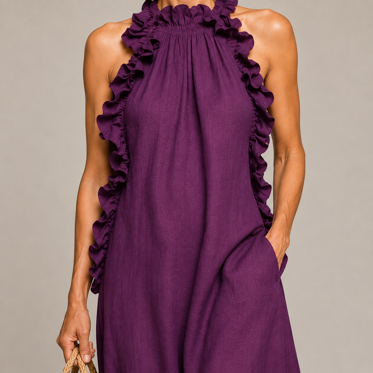 Aurelia | Soft Ruffle Halter Statement Maxi Dress