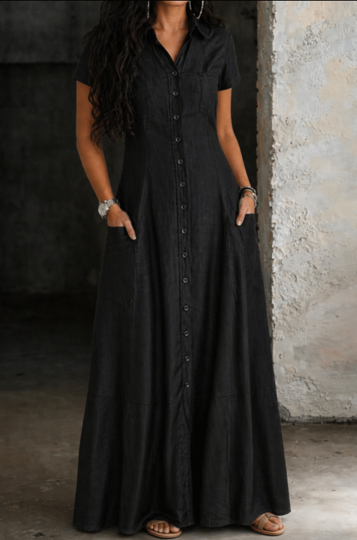 Eliza | Long Denim Dress