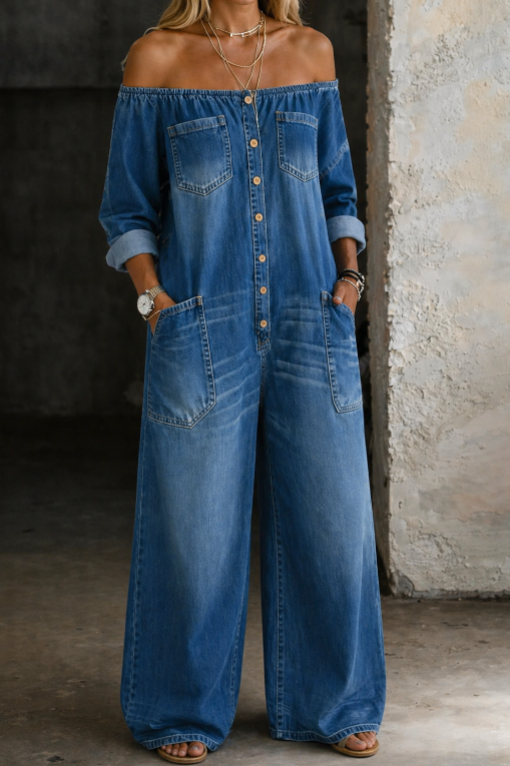 Elena | Off Shoulder Long Sleeve Jumpsuit