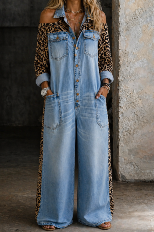 Amanda | One-Piece Denim Shirt Jumpsuit