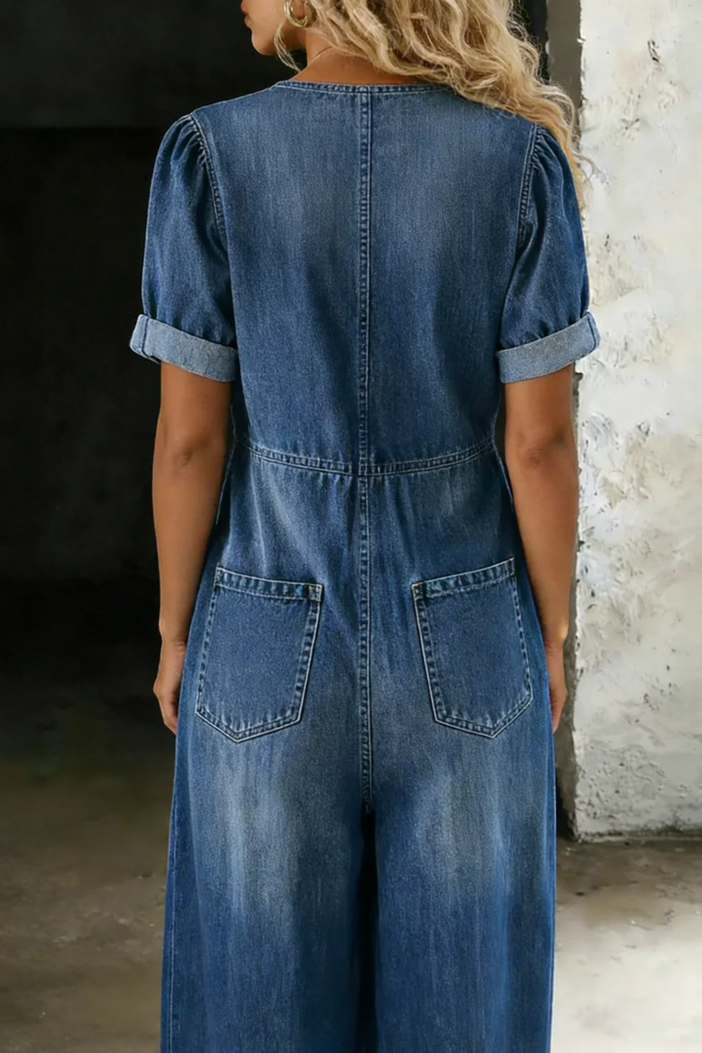 Maya | V-Neck Short Sleeve Jumpsuit with Pockets