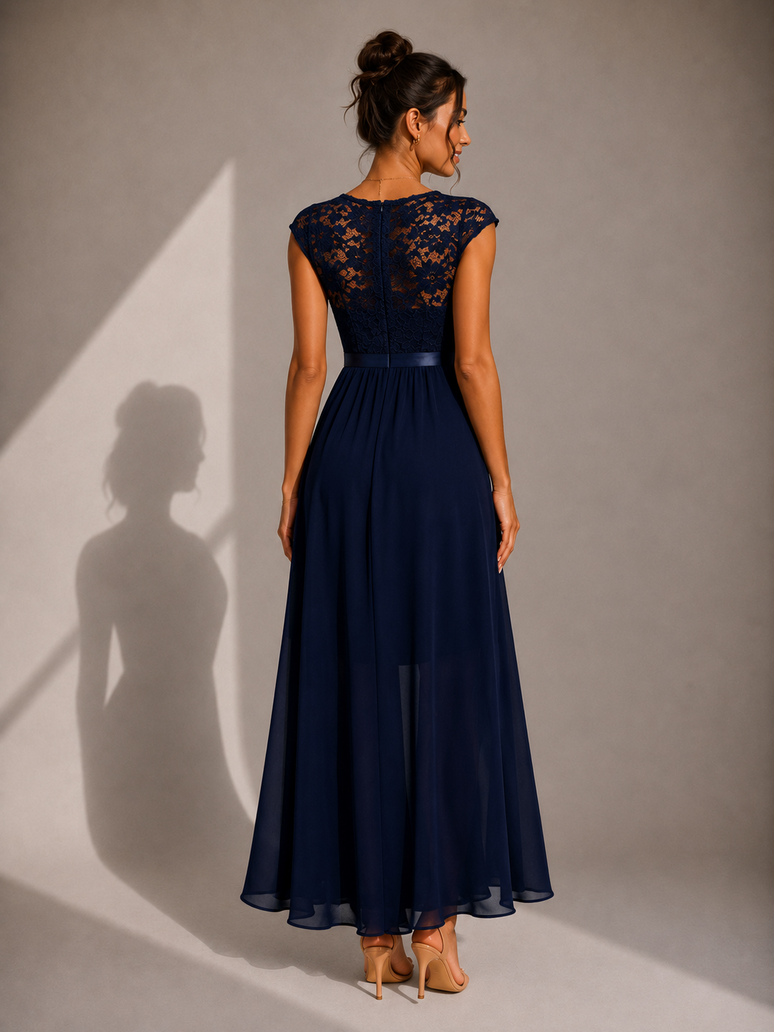 Rosalind | Graceful Lace High-Low Cocktail Maxi Dress