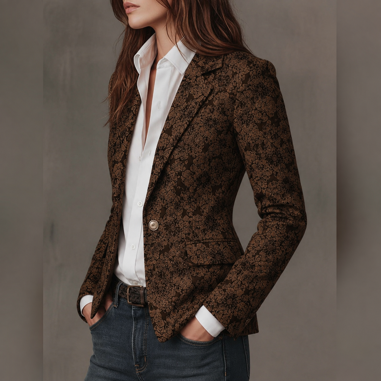 Georgina | Paisley Jacquard Fitted Blazer
