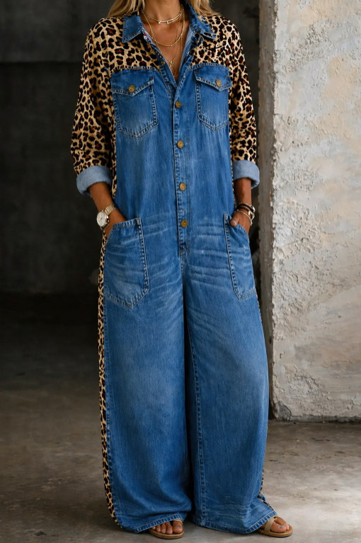 Amanda | One-Piece Denim Shirt Jumpsuit