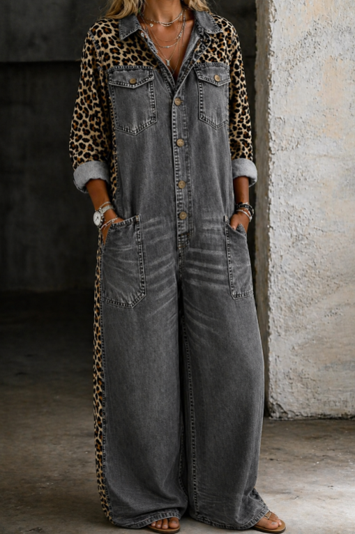 Amanda | One-Piece Denim Shirt Jumpsuit