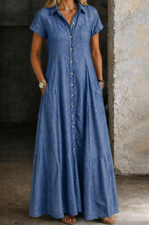 Eliza | Long Denim Dress