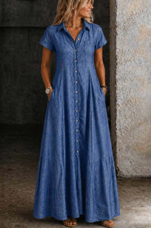 Eliza | Long Denim Dress