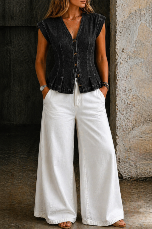 Viera | V-Neck Denim Top