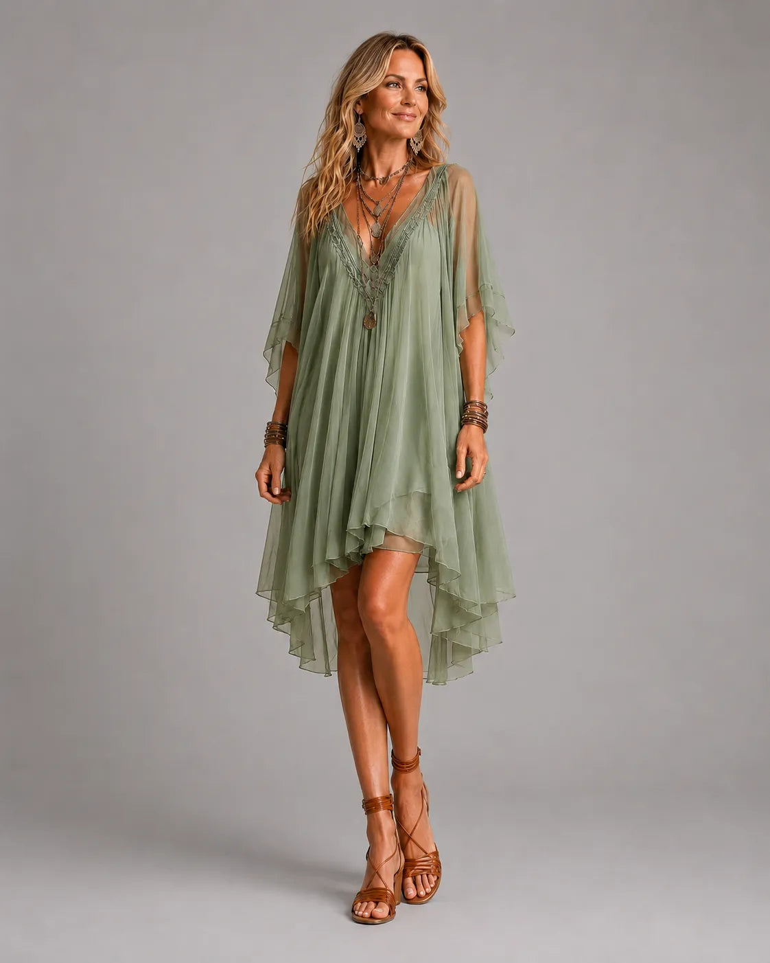 Colleen | Tiered Boho Mini Dress with Floaty Silhouette