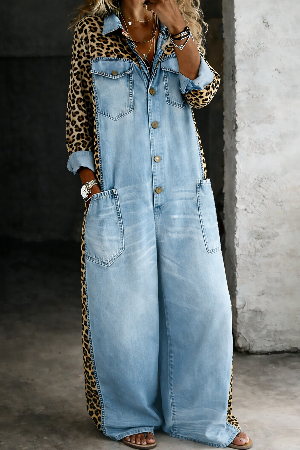 Amanda | One-Piece Denim Shirt Jumpsuit