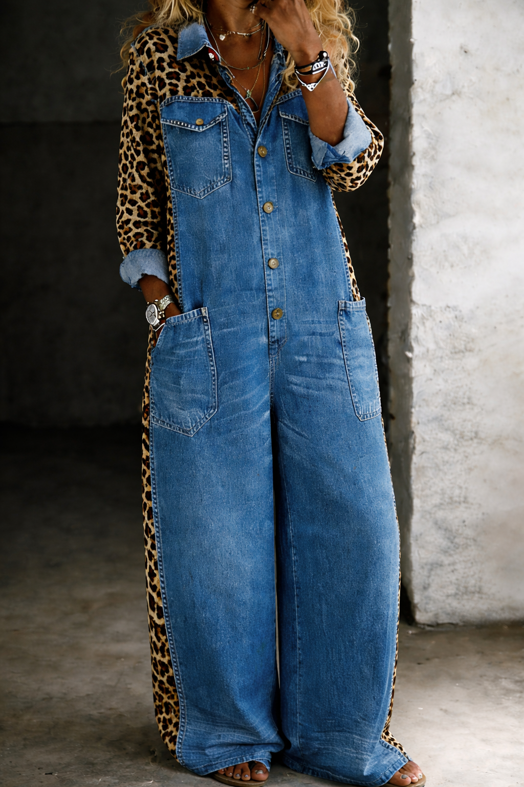 Amanda | One-Piece Denim Shirt Jumpsuit