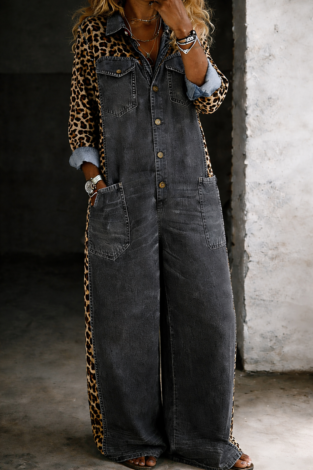 Amanda | One-Piece Denim Shirt Jumpsuit