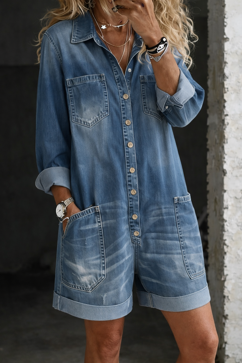 Nora | Casual Short Jumpsuit with Patch Pockets