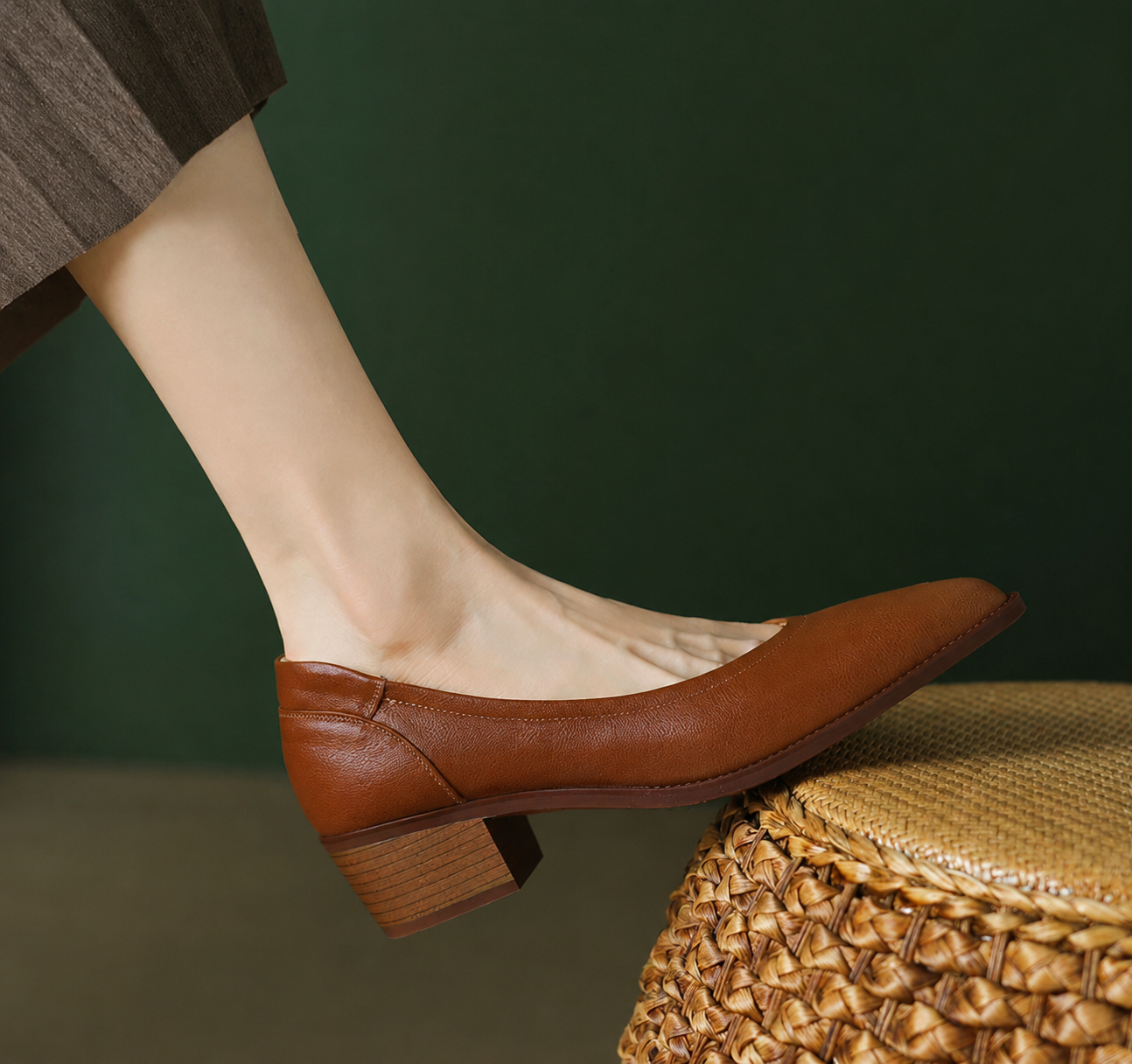 Cora | Women's Pointed Toe Block Heel Court Shoes