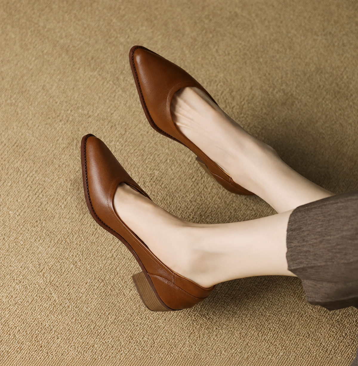 Cora | Women's Pointed Toe Block Heel Court Shoes