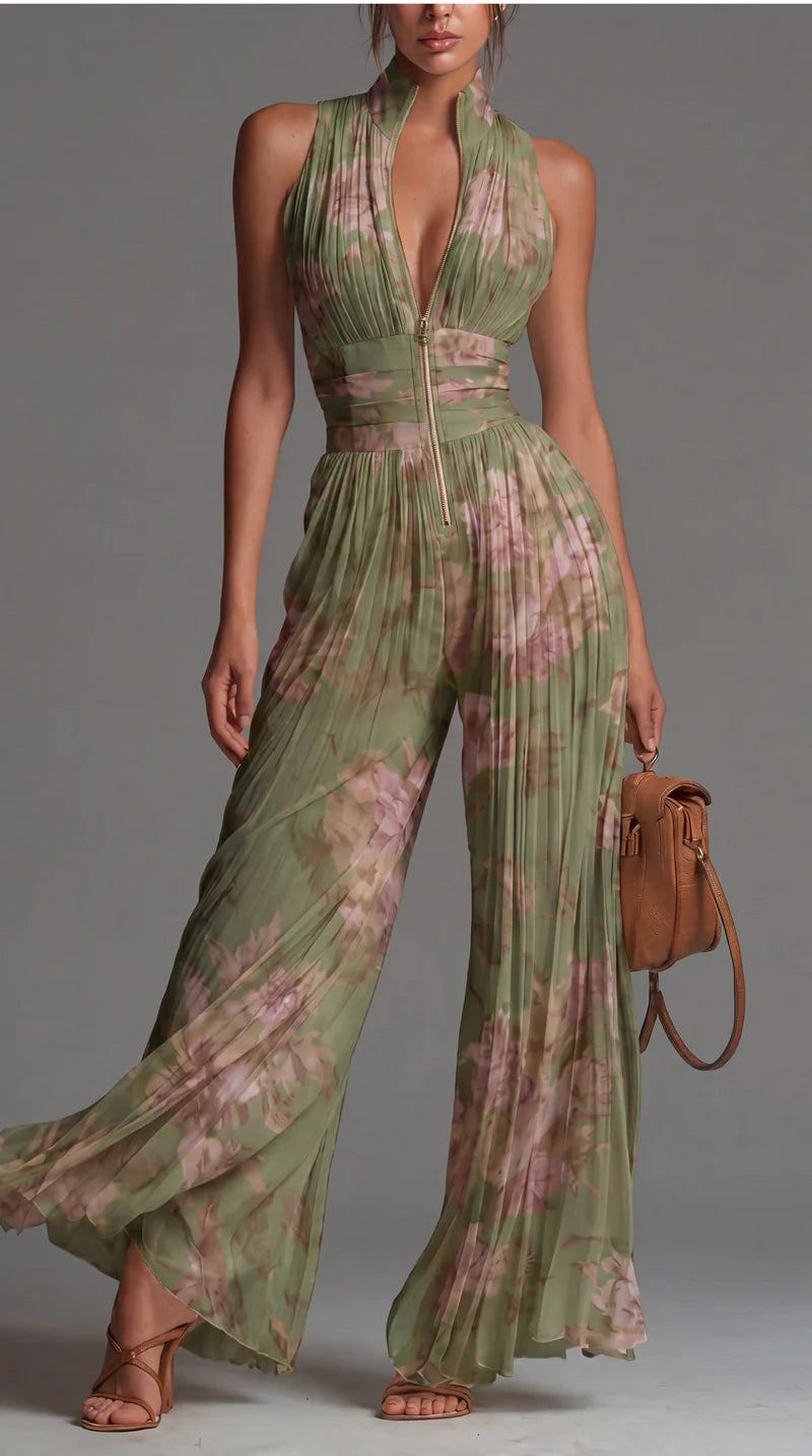 Hailey | Pleated Chiffon Jumpsuit