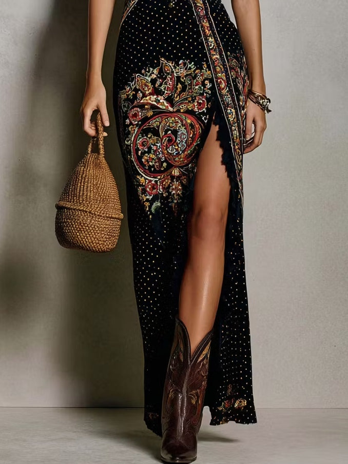 Marlena | Bohemian Printed Maxi Dress with Deep V-Neck