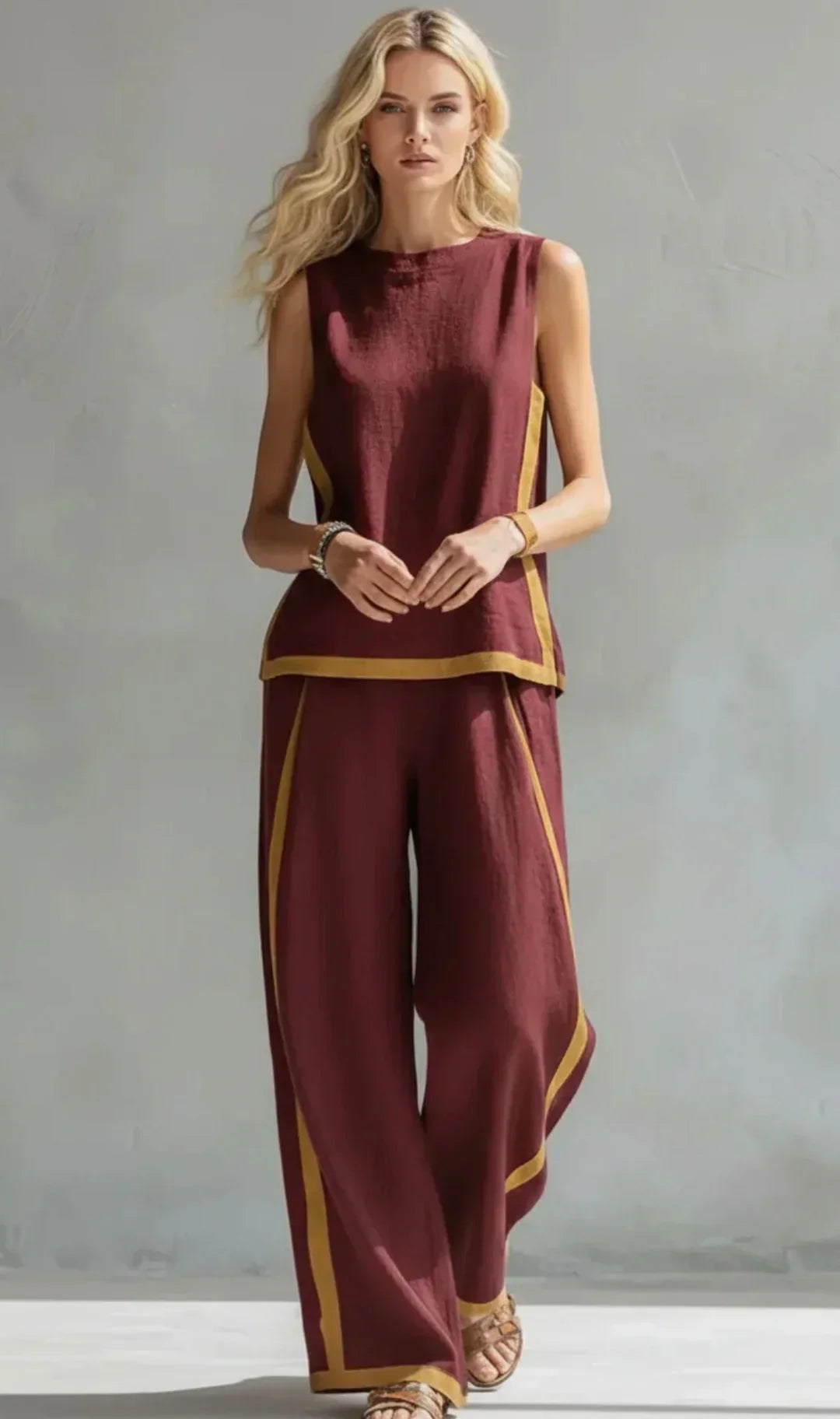 Leila | Contrast-Trim Two-Piece Set