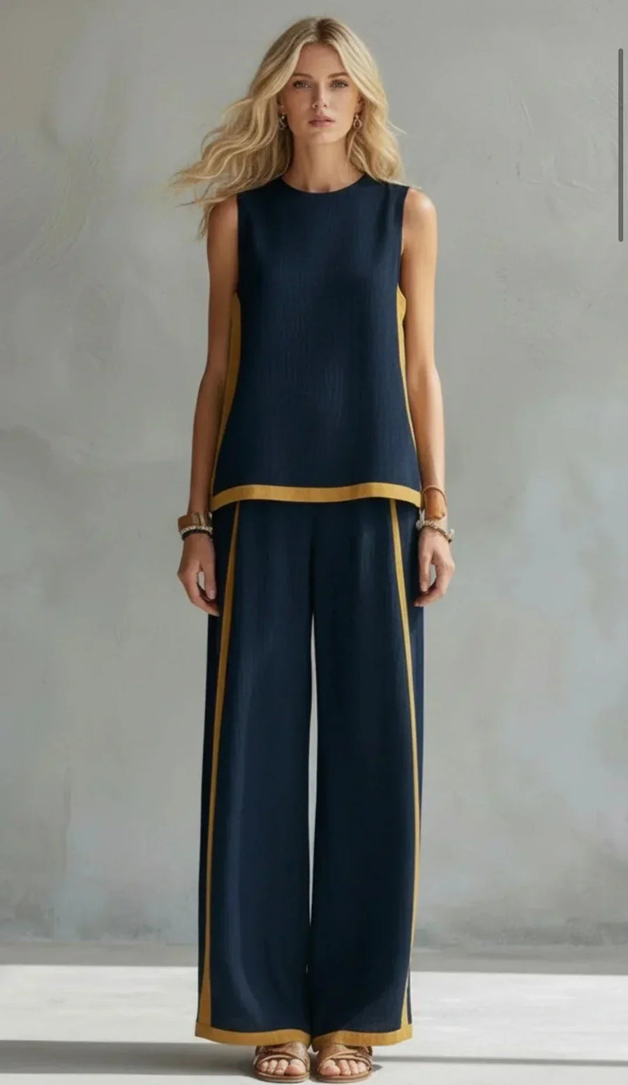 Leila | Contrast-Trim Two-Piece Set