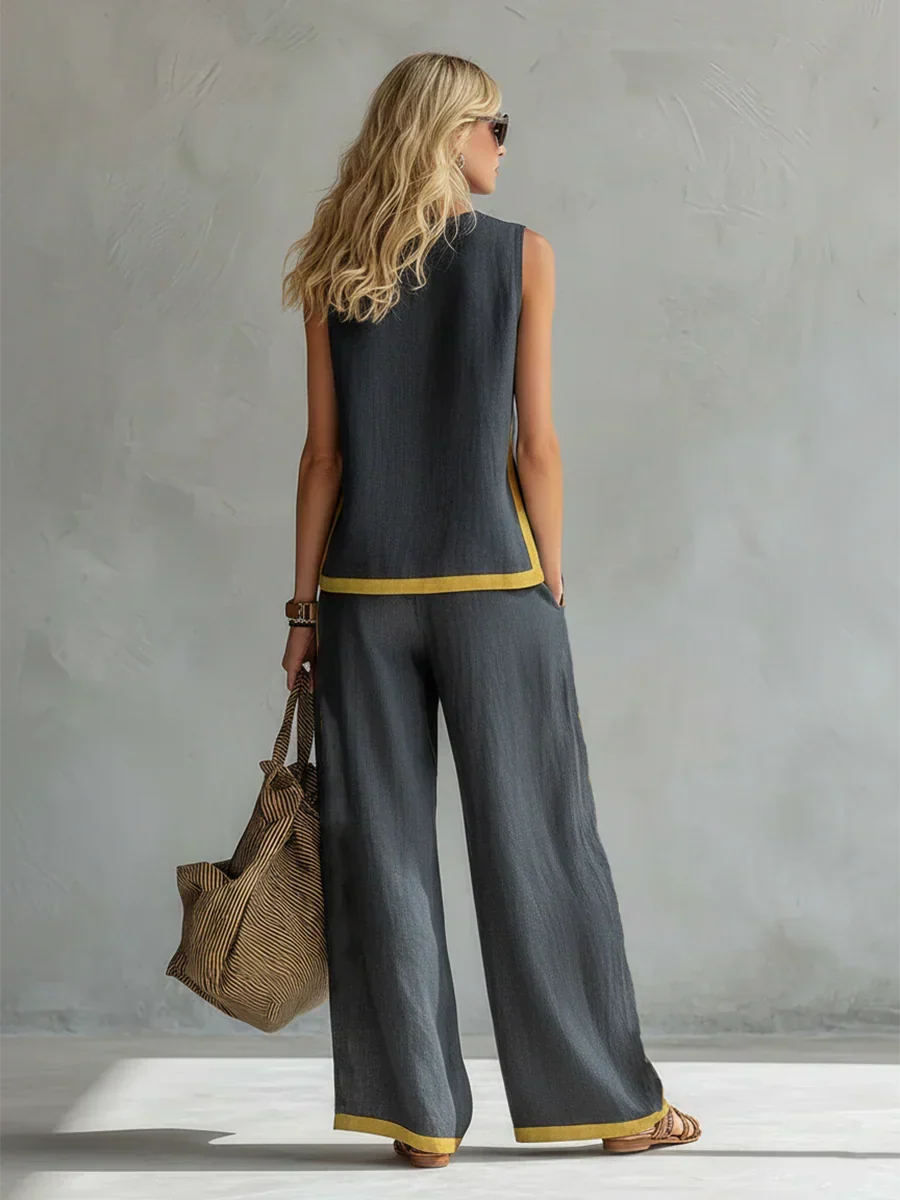 Leila | Contrast-Trim Two-Piece Set