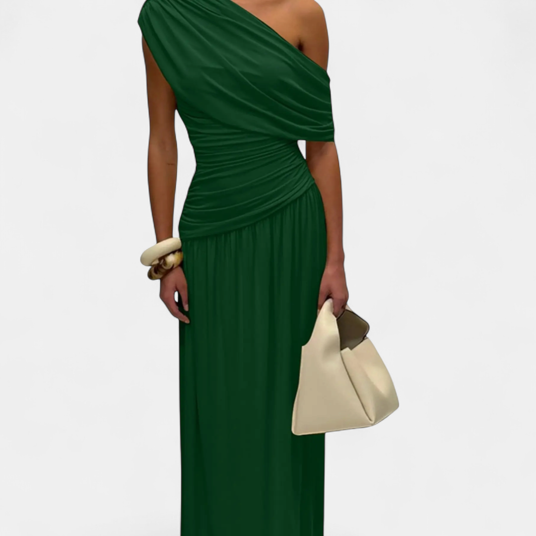 Roxy | Asymmetric Pleated Solid Dress